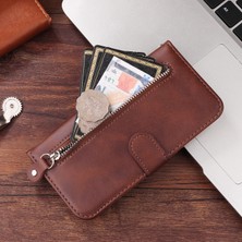 BDT Boutique Ile Uyumlu Vıvo Y17S Moda Fermuar Çevirme Deri Telefon Kılıfı Kart Tutuculu Manyetik Cüzdan Telefon Kılıfı (Yurt Dışından)