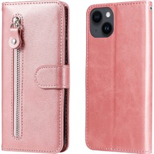 BDT Boutique Ile Uyumlu iPhone 15 Moda Fermuar Çevirme Deri Telefon Kılıfı Kart Tutuculu Manyetik Cüzdan Telefon Kılıfı (Yurt Dışından)