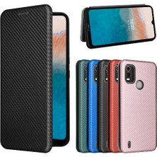 BDT Boutique Kart Tutucu Karbon ile Nokia C21 Artı Deri Folio Flip Case Için Kılıf (Yurt Dışından)