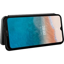 BDT Boutique Kart Tutucu Karbon ile Nokia C21 Artı Deri Folio Flip Case Için Kılıf (Yurt Dışından)