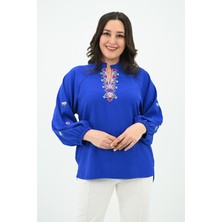 Koza Kadın Nakış Detaylı Uzun Kollu Bluz 1715-24