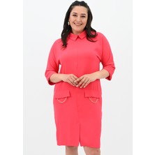 Koza Kadın Büyük Beden Polo Yaka Elbise 5214-24