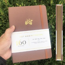 GongtuShop Kahverengi Tarzı A5 Altın ​​kenarlar A5 Hilal Nokta Izgara Defter Noktalı Dergi Altın Kenarları Yan Sakura Oyma 160GSM Bambu Kalın Beyaz Renkli Kağıt (Yurt Dışından)