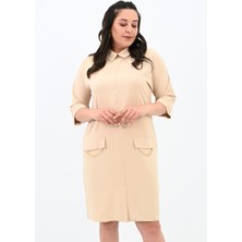 Koza Kadın Büyük Beden Polo Yaka Elbise 5214-24