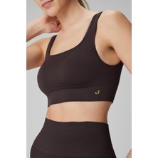 Jerf Holly Kadın Petek Desenli Kaplı Bra Acı Kahve Nefes Alabilir Kumaş ile Konforlu Destek