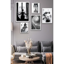 No 77 Decor Ahşap Eyfel Kulesi Temalı Tablo Seti 5 Parça Soyut Çok Renkli