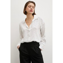 Never More  Puantiyeli Gömlek Beyaz