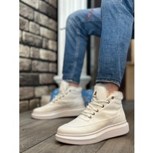 BOA BA0151 Içi Kürklü Bağcıklı Beyaz Erkek Tarz Spor Bot