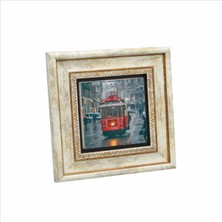 Sadrazam Kahverengi Nostaljik Tramvay Baskılı Doğaltaş Tablo 20CMX20CM KRT-048