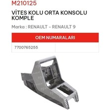 Vıtes Kolu Orta Konsolu Komple R9