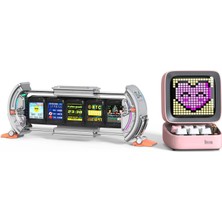 Divoom Ditoo Pro Pembe Bluetooth Hoparlör ve Times Gate Dijital LED Ekran Seti