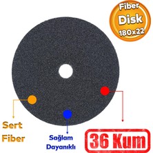 Badem10 Sonnenflex Fiber Disk Zımpara 180X22 mm 36 Kum Aşındırıcı Taşlama Zımparalama Metal Ahşap Yüzey