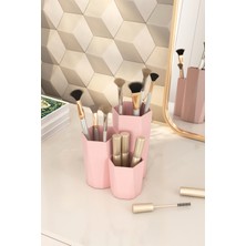 Dovi Home 12,5 Kozmetik Makyaj Takı Düzenleme Kutusu Organizer 3'lü Set 6+ Pembe 30 x 20 Plastik Makyaj