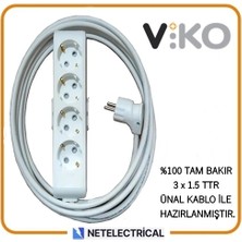 Viko Multi-let 4'lü 25 Metre Topraklı Çocuk Korumalı Kablolu Grup Priz