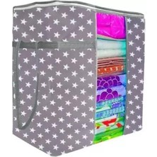 Magic Lady Yıldız Desenli Antrasit 30X30CM Pencereli Hurç 3'lü Set