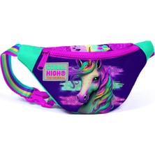 Coral High Kids Pembe Su Yeşili Unicorn Desenli Bel Çantası Pvc Malzeme ile 200 ml Kapasite