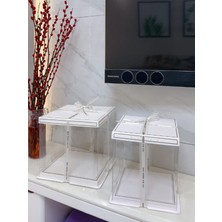 Zerkala Gümüş Luxury Boxes Tekli Bohça Kutusu Large Plastik 4 Parça