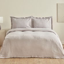Karaca Home Minel Müslin Çift Kişilik Pike Yatak Örtüsü Seti Buz Gri