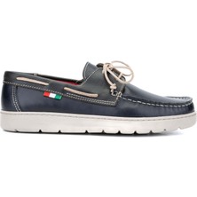 Tamer Tanca Erkek Hakiki Deri Lacivert/yeşil Casual Ayakkabı 496 B3495 Erk Ayk Y24 Navy/green