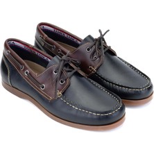 Tamer Tanca Erkek Hakiki Deri Lacivert/kahverengi Casual Ayakkabı 496 B3620 Erk Ayk Y24 Navy/brown