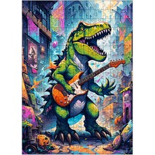 Karizma Tablo Ahşap Mdf Puzzle Yapboz Gitar Çalan Dinazor 255 Parça 35*50 cm