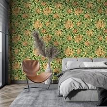 Plustablo William Morris Sergisi Eski Yeşil Yapraklar Poster Duvar Kağıdı, Yatak Odası Duvar Kağıdı