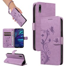 YH Mall Huawei Huawei 2019 Için Flip Case Yüksek Kaliteli Deri Kabartmalı Kelebek ve (Yurt Dışından)