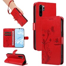 YH Mall Huawei P30 Pro Için Flip Case ve Kart Yuvası ile Kabartmalı Kelebek Yüksek (Yurt Dışından)