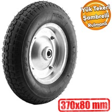 Badem10 El Arabası Yük Taşıma Tekeri Siboplu Bilyeli Rulmanlı Havalı Dublex 370X80 mm Çelik Jant Tekerlek