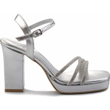 Bambi Metalik Lame  Kadın Klasik Topuklu Ayakkabı K05215164809