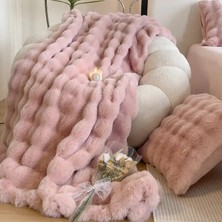 Baladi Home Tek Kişilik Kalın Tavşan Peluş Tv Battaniyesi (1 Adet) Çok Yumuşak