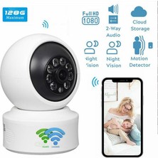 Blue İnter Qasulevcil Hayvan Bebek Kamerası 360° Lensli Ev Gözetleme Sistemi, Gece Görüşü, Hareket Algılama, 2 Yönlü Konuşma