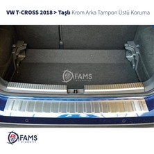 Fams Otomotiv Vw T-Cross Krom Arka Tampon Üstü Koruma 2018> Paslanmaz Çelik Taşlı