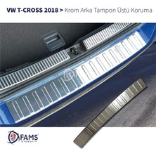 Fams Otomotiv Vw T-Cross Krom Arka Tampon Üstü Koruma 2018> Paslanmaz Çelik