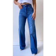 Seda Fidan Butik Geniş Paça Jean Pantolon Mavi