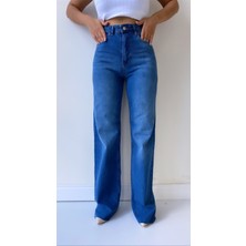 Seda Fidan Butik Geniş Paça Jean Pantolon Mavi