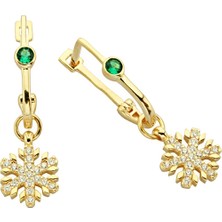 ÇGK KUYUMCULUK Sallantılı Kar Tanesi Taşlı Altın Küpe CGKKP024