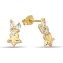 ÇGK KUYUMCULUK Taşlı Yıldız Çivili Altın Küpe CGKKP034