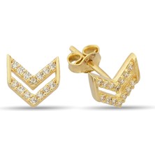 ÇGK KUYUMCULUK Taşlı Çivili Altın Küpe CGKKP044