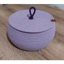 HandMadeSNM Çok Amaçlı El Yapımı Dekoratif Kapaklı Sepet, Düzenleyici, Organizer, Mor Sepet