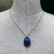Gökçeada Doğaltaş Işlemeli Lapis Taşı Kolye