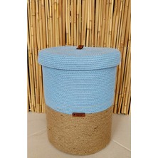 HandMadeSNM Dekoratif Hasır Sepet, Çamaşır Sepeti, Oyuncak Sepeti, Düzenleyici, Çocuk Odası Sepeti