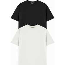 Hanclo Yaz Renkleri 2'li Paket Basic Avrupa Kalıp/oversize Fit Kesim Bisiklet Yaka Kısa Kollu T-Shirt
