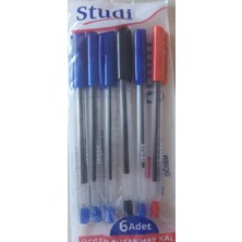 Studi 1.00 mm Siyah Tükenmez Kalem Seti 6 Adet Ergonomik Tasarım