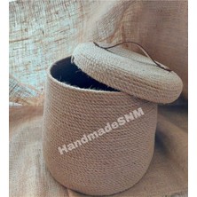 HandMadeSNM Çok Amaçlı Dekoratif Hasır Sepet 25 cm Doğal Renkli Estetik Tasarım