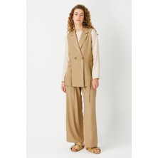 Esswaap Yelek Bluz Pantolon Takım  Camel