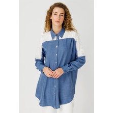 Esswaap Omzu Dantel Detaylı Tunik  Indigo