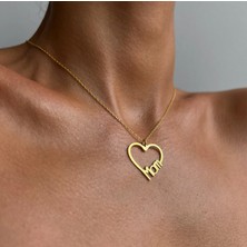 Emren Jewelry Anneler Günü Için Anne Yazılı Kalp Kolye 925 Ayar Gümüş