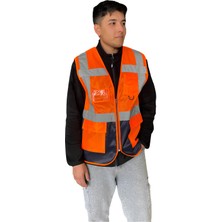 Selçuklu Plus Ikaz Yeleği Mühendis Tipi Cepli Fosforlu Reflektörlü