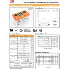 Outdo 12V 100AH Dijital Ekranlı Akıllı Jel Akü